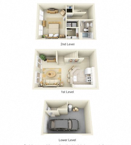 Harlequin One Bedroom One Bath Floor Plan 3D Image